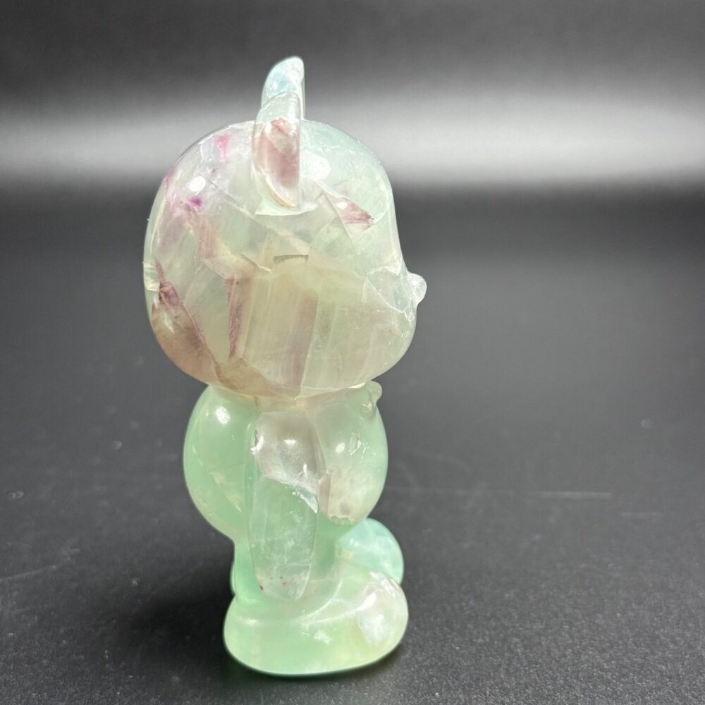 Natural Rainbow Fluorite Gummy Bear Hand Carved UVs Stone Crystal 4" 296g - Picture 4 of 12